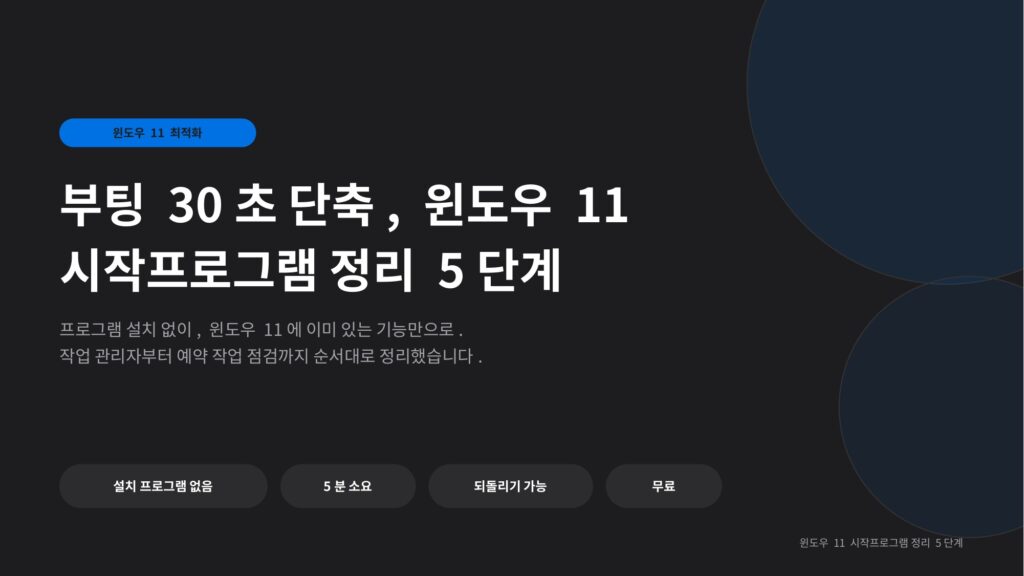 윈도우 11 부팅 속도 30초 줄이기