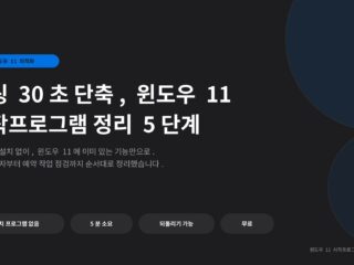 윈도우11 부팅 속도 30초 줄이기, 시작프로그램 정리 5단계