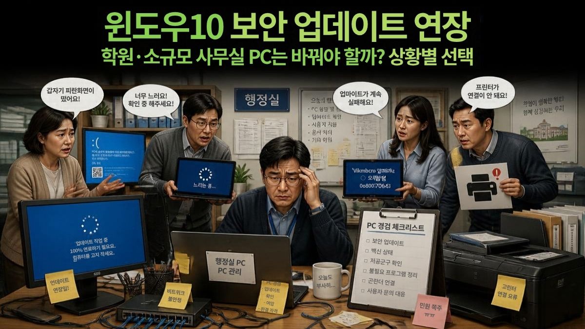 윈도우10 보안 업데이트 연장, 학원·소규모 사무실 PC는 바꿔야 할까? 상황별 선택